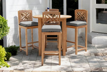 5 pc Monterey Teak Bar with 40" Round Bar Table. Sunbrella Cushion.