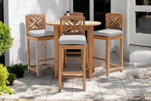 5 pc Monterey Teak Bar with 40" Round Bar Table. Sunbrella Cushion.