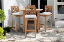 5 pc Monterey Teak Bar with 40" Round Bar Table. Sunbrella Cushion.