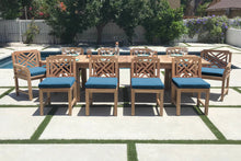 11 pc Monterey Teak Dining Set with 120" Double Leaf Expansion Table. Sunbrella Cushion