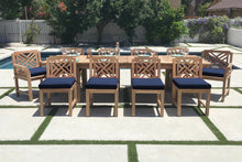 11 pc Monterey Teak Dining Set with 120" Double Leaf Expansion Table. Sunbrella Cushion