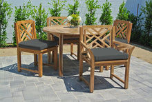 5 pc Monterey Teak Dining Set with 48" Round Table. Sunbrella Cushion