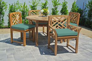 5 pc Monterey Teak Dining Set with 48" Round Table. Sunbrella Cushion