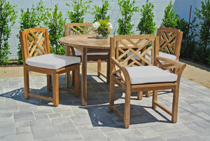 5 pc Monterey Teak Dining Set with 48" Round Table. Sunbrella Cushion