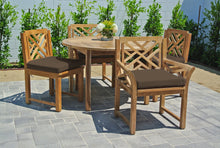 5 pc Monterey Teak Dining Set with 48" Round Table. Sunbrella Cushion