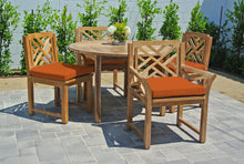 5 pc Monterey Teak Dining Set with 48" Round Table. Sunbrella Cushion