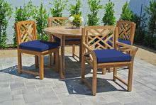 5 pc Monterey Teak Dining Set with 48" Round Table. Sunbrella Cushion