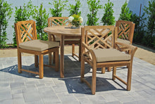 5 pc Monterey Teak Dining Set with 48" Round Table. Sunbrella Cushion