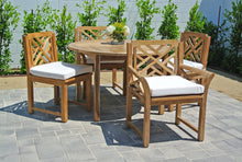 5 pc Monterey Teak Dining Set with 48" Round Table. Sunbrella Cushion