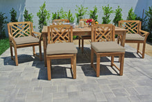 7 pc Monterey Teak Dining Set with 72" Rectangle Dining Table. Sunbrella Cushion.