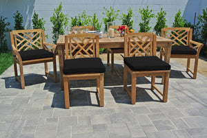 7 pc Monterey Teak Dining Set with 72" Rectangle Dining Table. Sunbrella Cushion.