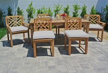 7 pc Monterey Teak Dining Set with 72" Rectangle Dining Table. Sunbrella Cushion.