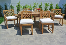 7 pc Monterey Teak Dining Set with 72" Rectangle Dining Table. Sunbrella Cushion.