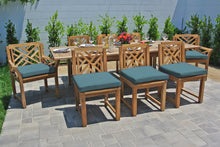 9 pc Monterey Teak Dining Set with Expansion Table. Sunbrella Cushion