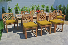 9 pc Monterey Teak Dining Set with Expansion Table. Sunbrella Cushion