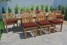 9 pc Monterey Teak Dining Set with Expansion Table. Sunbrella Cushion