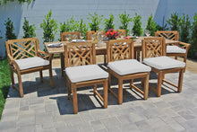 9 pc Monterey Teak Dining Set with Expansion Table. Sunbrella Cushion