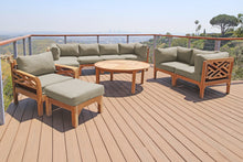 11 pc Monterey Teak Deep Seating Set with 52" Chat Table. Sunbrella Cushion.