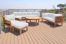 11 pc Monterey Teak Deep Seating Set with 52" Chat Table. Sunbrella Cushion.