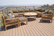 11 pc Monterey Teak Sectional Seating Group with 52" Chat Table. Sunbrella Cushion.