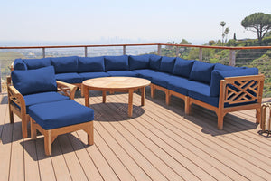 12 pc Monterey Teak Sectional Seating Group with 52" Chat Table. Sunbrella Cushion.