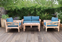 5 pc Monterey Teak Loveseat Deep Seating Set with Coffee Table. Sunbrella Cushion.