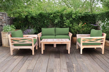 5 pc Monterey Teak Loveseat Deep Seating Set with Coffee Table. Sunbrella Cushion.