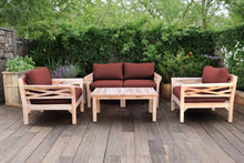 5 pc Monterey Teak Loveseat Deep Seating Set with Coffee Table. Sunbrella Cushion.