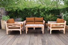 5 pc Monterey Teak Loveseat Deep Seating Set with Coffee Table. Sunbrella Cushion.