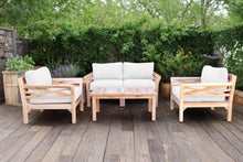 5 pc Monterey Teak Loveseat Deep Seating Set with Coffee Table. Sunbrella Cushion.