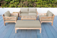 6 pc Monterey Teak Loveseat Deep Seating Set with Coffee Table. Sunbrella Cushion.