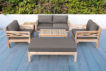 6 pc Monterey Teak Loveseat Deep Seating Set with Coffee Table. Sunbrella Cushion.