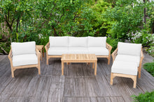 6 pc Monterey Teak Seating Group with 36" Chat Table. Sunbrella Cushion.