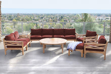 7 pc Monterey Teak Deluxe Sofa Deep Seating Set Loveseat with 52" Chat Table. Sunbrella Cushion.