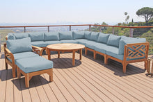 12 pc Monterey Teak Sectional Seating Group with 52" Chat Table. Sunbrella Cushion.