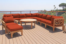 12 pc Monterey Teak Sectional Seating Group with 52" Chat Table. Sunbrella Cushion.