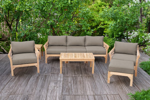 6 pc Monterey Teak Deep Seating Set with Coffee Table. Sunbrella Cushion.