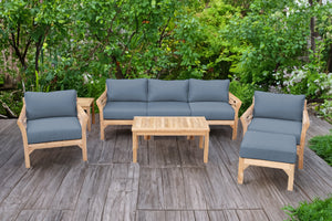 6 pc Monterey Teak Deep Seating Set with Coffee Table. Sunbrella Cushion.