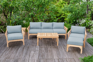 6 pc Monterey Teak Deep Seating Set with Coffee Table. Sunbrella Cushion.