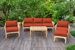 6 pc Monterey Teak Deep Seating Set with Coffee Table. Sunbrella Cushion.