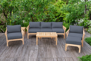 6 pc Monterey Teak Deep Seating Set with Coffee Table. Sunbrella Cushion.