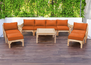 8 pc Monterey Teak Deep Seating Set Deluxe Sofa with 36" Coffee Table. Sunbrella Cushion.