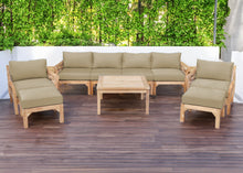 8 pc Monterey Teak Deep Seating Set Deluxe Sofa with 36" Coffee Table. Sunbrella Cushion.