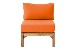 Monterey Teak Outdoor Armless Chair. Sunbrella Cushion