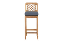 7 pc Monterey Teak Barstool with Rectangular Bar Table. Sunbrella Cushion.