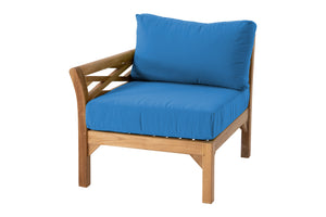 Monterey Teak Outdoor Left Arm Chair. Sunbrella Cushion