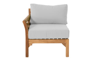 Monterey Teak Outdoor Left Arm Chair. Sunbrella Cushion