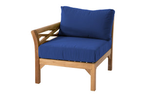 Monterey Teak Outdoor Left Arm Chair. Sunbrella Cushion