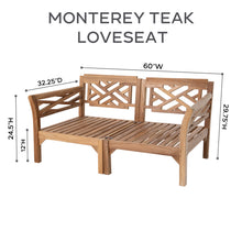 Monterey Outdoor Teak Loveseat. Sunbrella Cushion