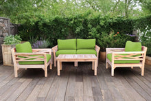 5 pc Monterey Teak Loveseat Deep Seating Set with Coffee Table. Sunbrella Cushion.